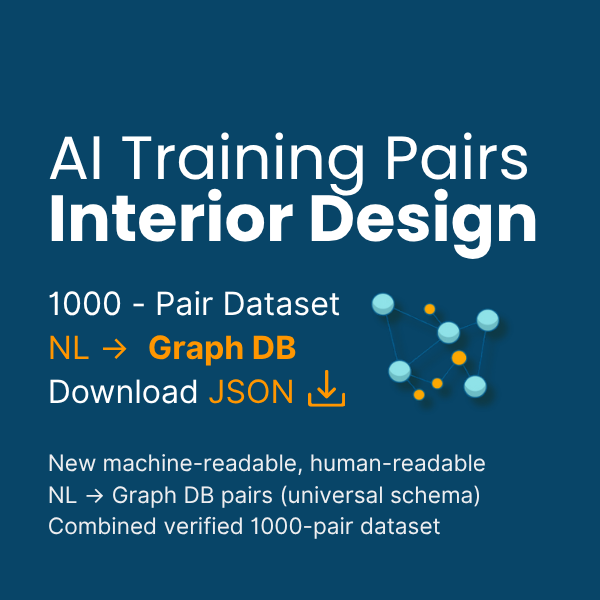 Natural Language (NL) to Graph DB 1000-Pair AI Training Dataset - Interior Design (CSV or JSON)