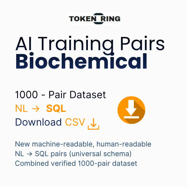 Biochemical NL to SQL 1000-Pair Dataset (CSV or JSON)